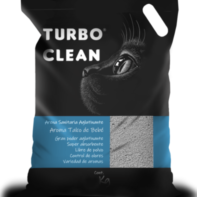 Turbo Clean  Arena Aglutinante Aroma Talco Bebe 10 Kg