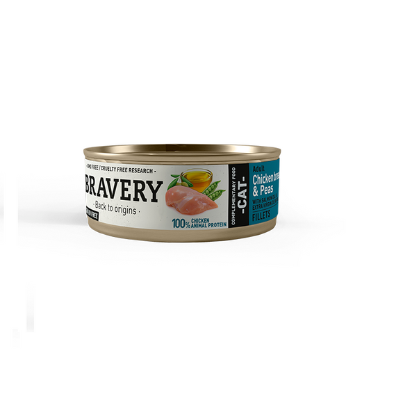 Bravery Chicken and Peas adult cat wet food 70 gr